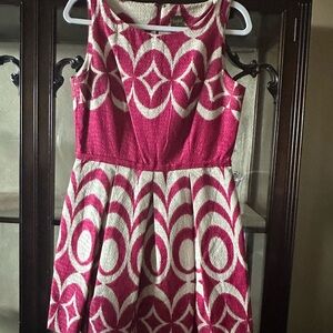 Stylish Pink and White Aline above the knee Dress